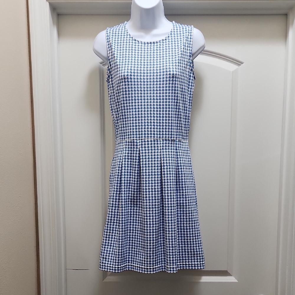 Blue and White Sleeveless Dress